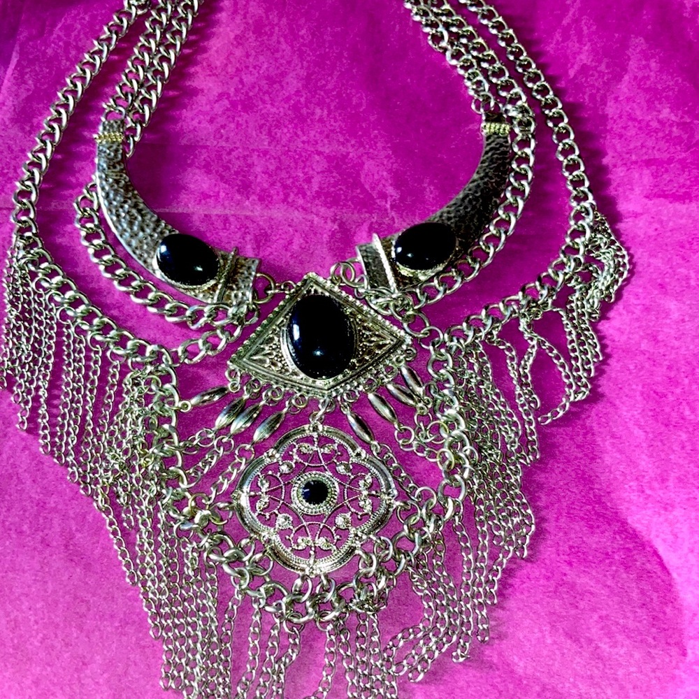 Chain link BoHo statement necklace